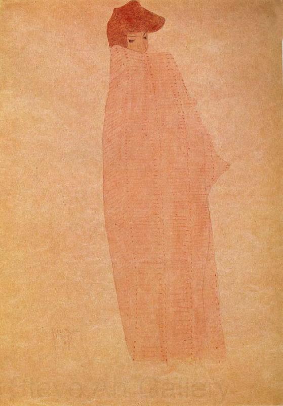 Egon Schiele Standing woman in a Long Cloak